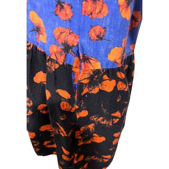 Anthropologie Dhruv Kapoor Mirabel Floral Tiered Dress Linen Blend Womens Sz XS - Picture 7 of 11